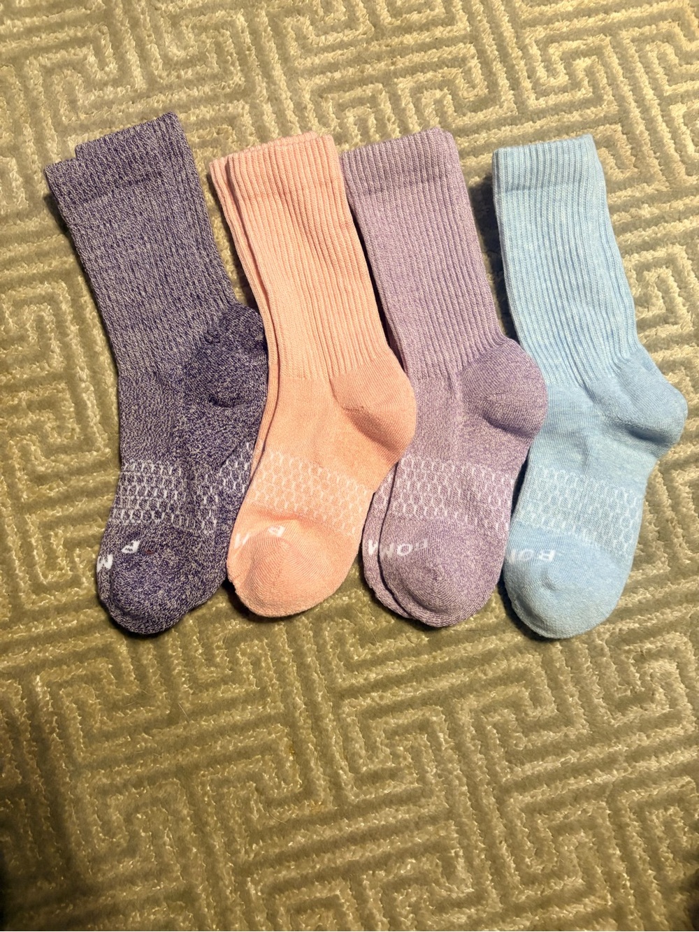 Bombas Kids Crew Socks - Purple, Peach, Lilac & Light Blue
